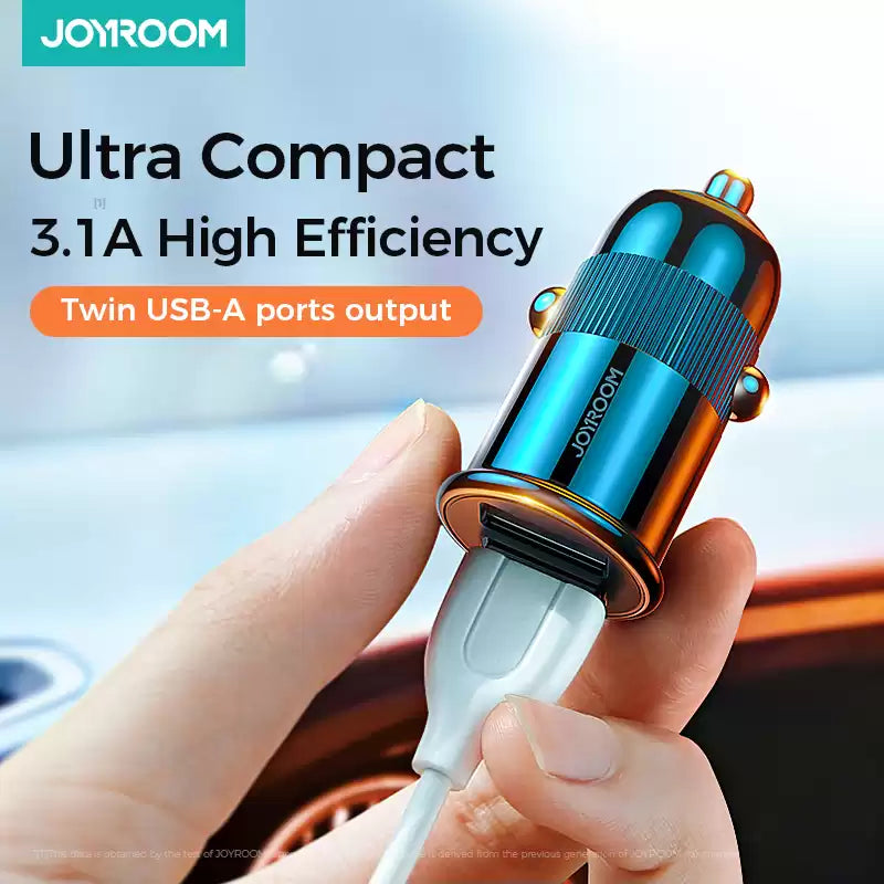 JOYROOM C-A06 3.1A Dual-Port Smart Car Charger - White - TecHub