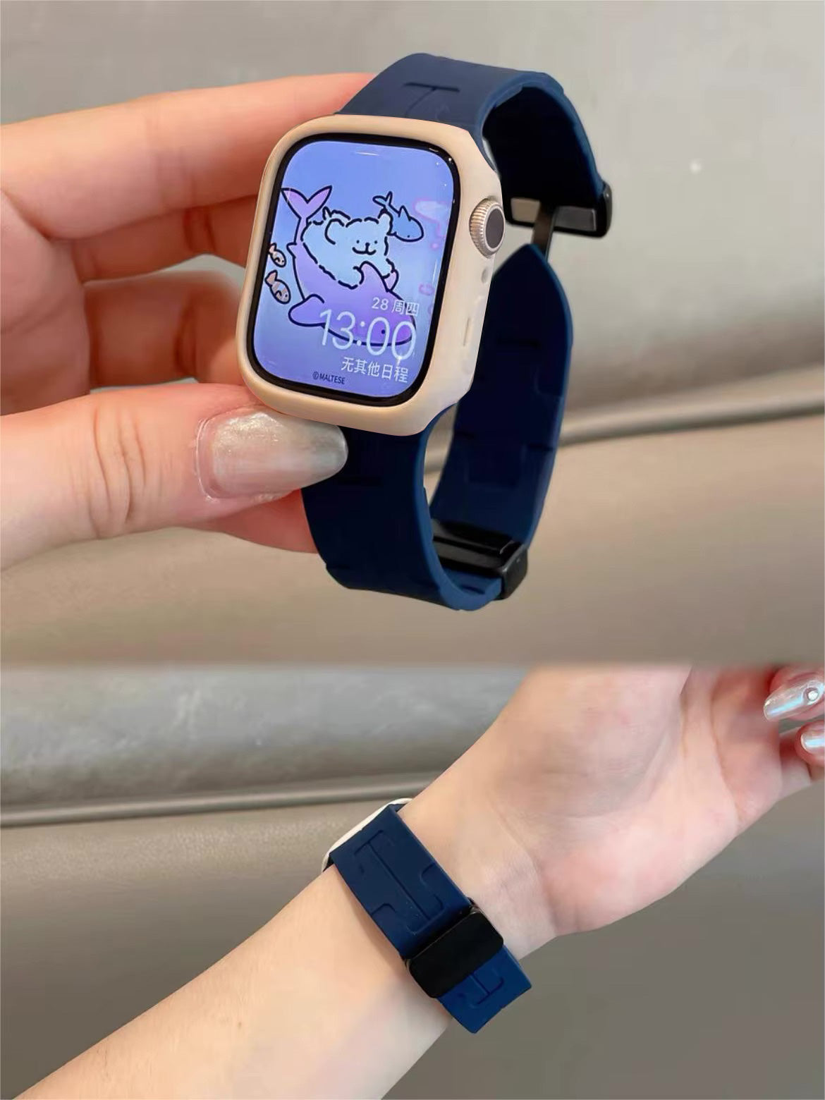 Magnetic Silicone Watch Strap for Apple Watch 42/44/45/46/49 mm