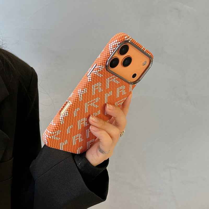 FD Carbon Fiber Textured Metal Camera Frame Shockproof Hard Magnetic Case for iPhone 17 Pro Max