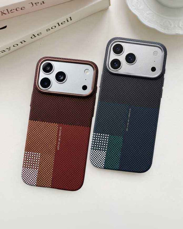 FD Carbon Textured Metal Camera Frame Hard Magnetic Case for iPhone 17 Pro Max