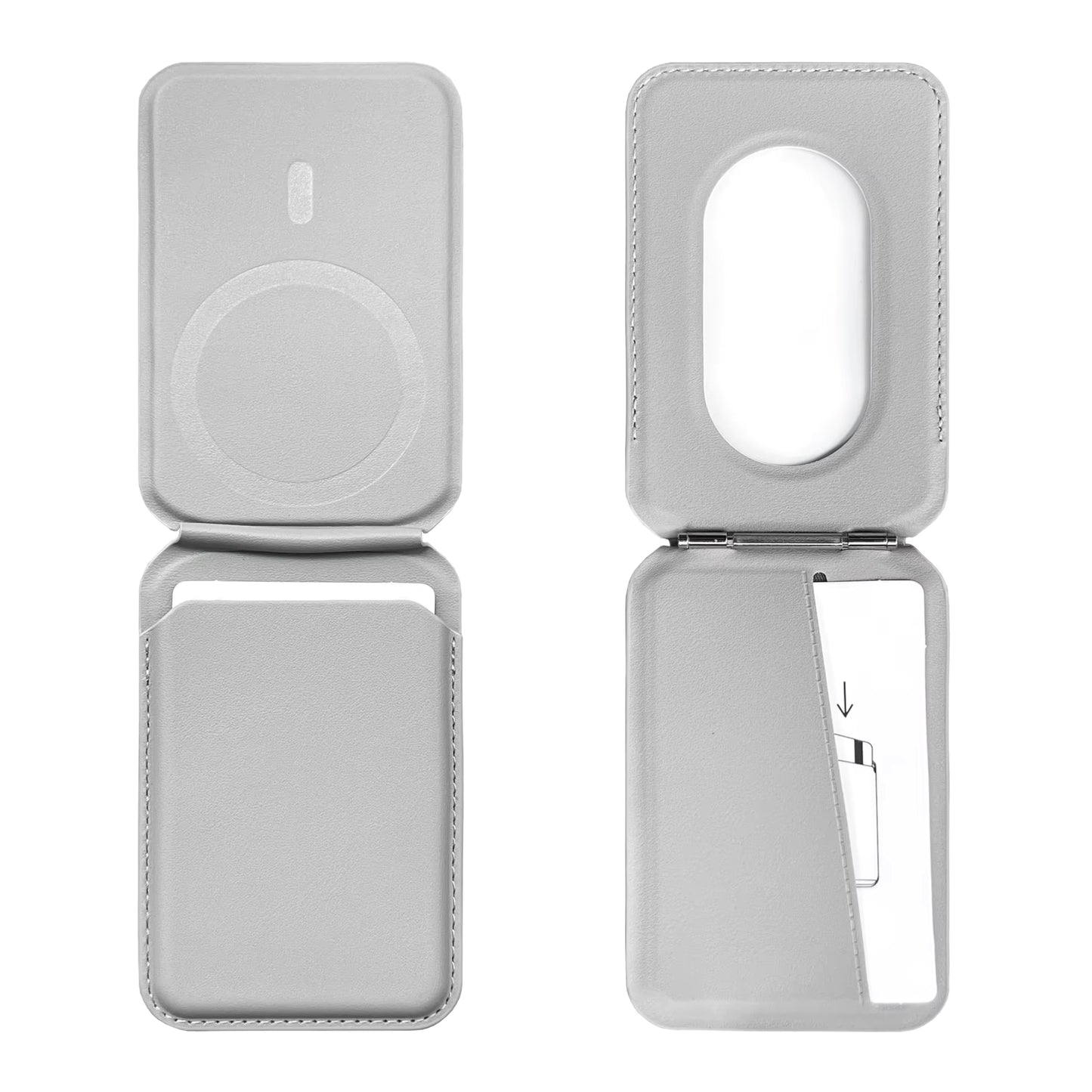 HDD Luxury PU Leather Stand Wallet with for MagSafe and Card Holder Back