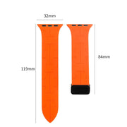 Magnetic silicone watch strap for Apple Watch in 42mm to 49mm, TecHub case with adjustable magnetic closure, black color.
