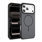Black OKOZ luxury liquid silicone TPU MagSafe case for iPhone 17 Pro Max by TecHub, showcasing a sleek, protective phone cover.