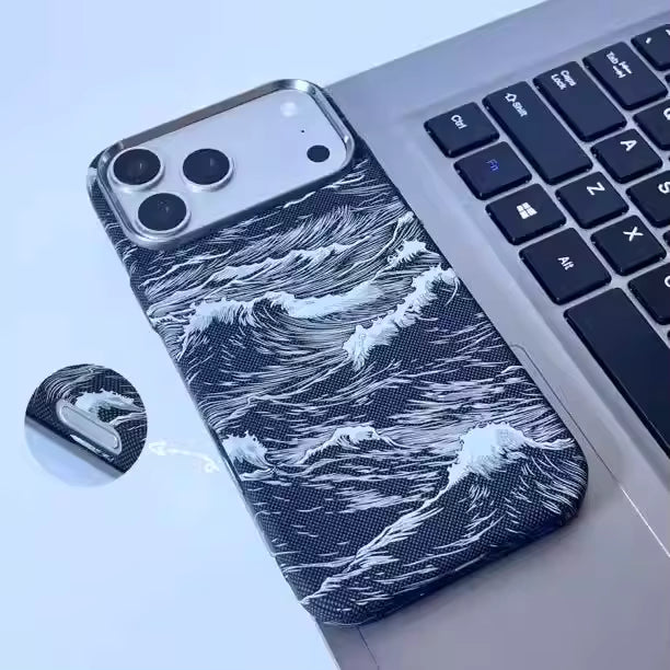 FreeAir MagSafe Waves Carbon Premium Design Case for iPhone 17 Pro Max