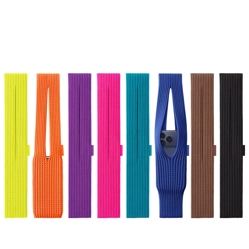 Crochet iPhone Pocket Bag | 3D-Knitted Handheld Sleeve Short Long Strap 80 CM - Blue