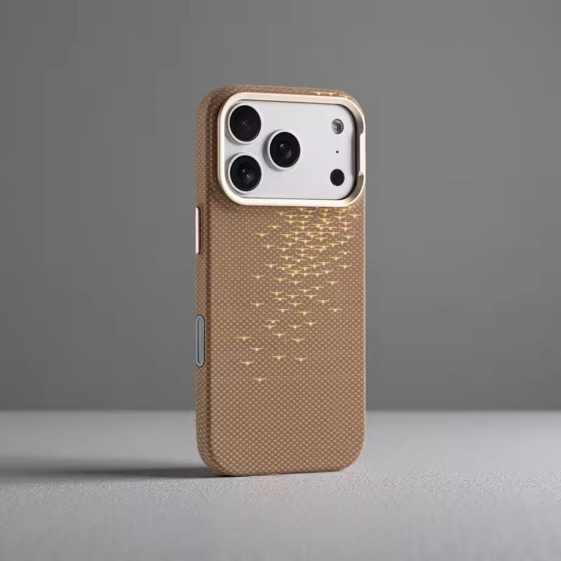 Lanex Luxury Carbon Fiber Pattern Magnetic With Metal Buttons Case for iPhone 17 Pro Max