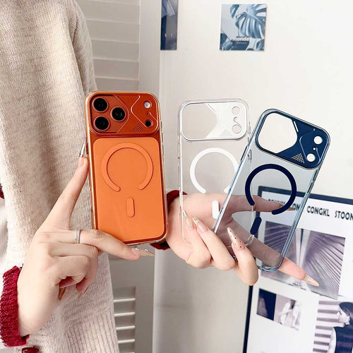 TecHub VAWI transparent MagSafe case with metal lens frame for iPhone 17 Pro Max, showing clear protection and stylish design