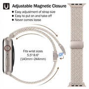 TecHub nylon stretchy watch band for Apple Watch 42mm to 49mm, shown in black with adjustable fit and smooth texture.