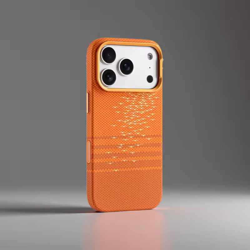 Lanex Luxury Carbon Fiber Pattern Magnetic With Metal Buttons Case for iPhone 17 Pro Max