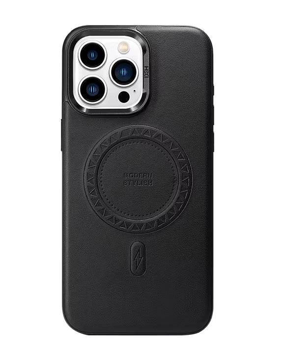 HDD Luxury Business MagSafe Leather Case with Camera Stand for iPhone 16 Pro Max