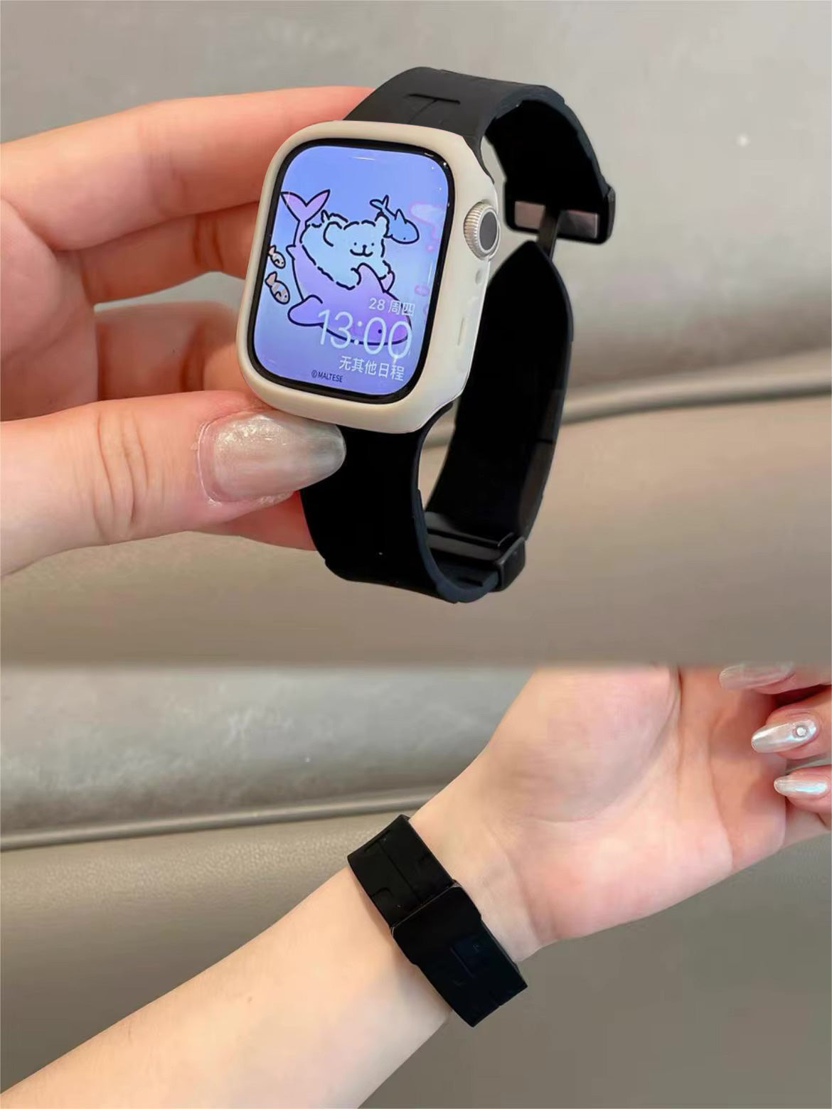 Magnetic Silicone Watch Strap for Apple Watch 42/44/45/46/49 mm