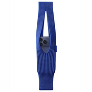 Blue crochet iPhone pocket bag with 3D knitting, long 80 cm strap, handheld sleeve, designed by TecHub.