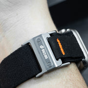 TecHub Adventure magnetic nylon strap for Apple Watch 42mm to 49mm, showing the durable, adjustable band on a smartwatch.