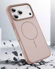 Luxury liquid silicone TPU MagSafe iPhone 17 Pro case by TecHub in beige, showcasing slim design and soft textured finish.