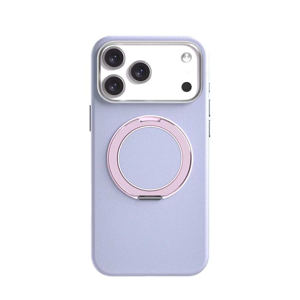 VAWI 360° Rotating Holder Leather Texture Case for iPhone 17 Pro Max