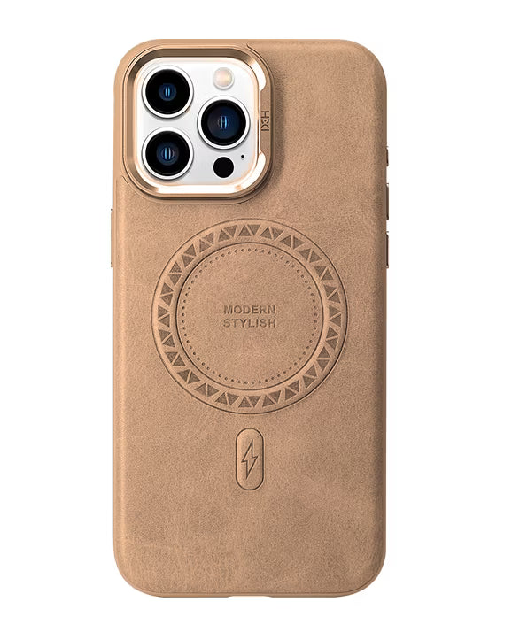 HDD Luxury Business MagSafe Leather Case with Camera Stand for iPhone 16 Pro Max