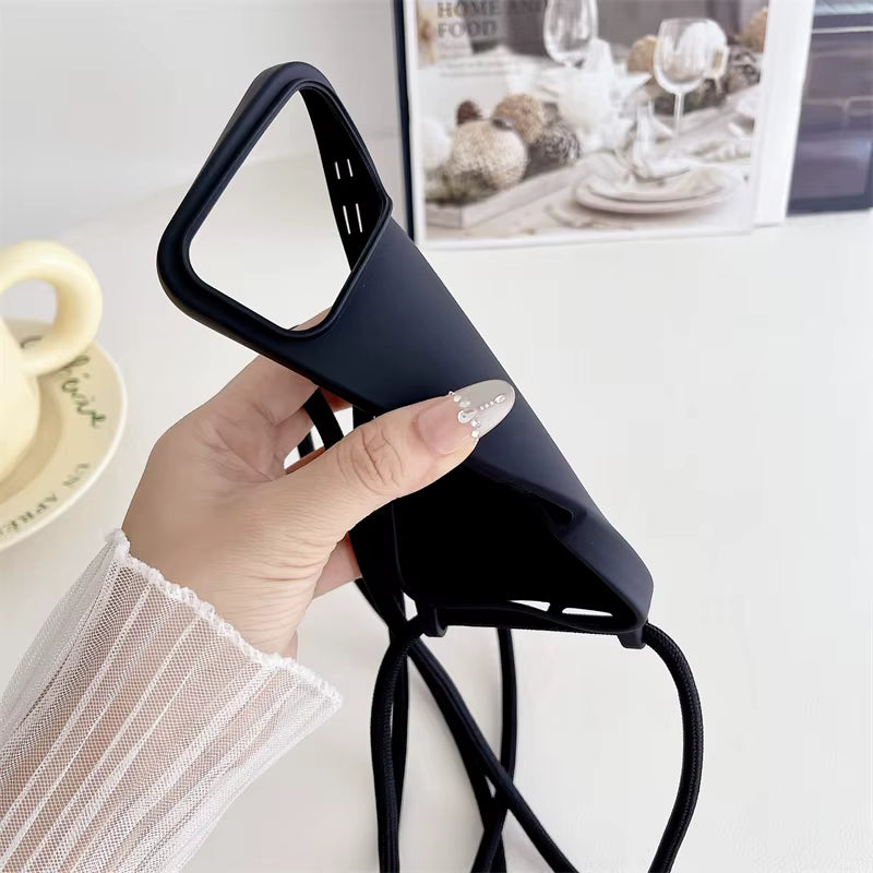 Fashion Crossbody Soft Silicone Case With Shoulder Strap for iPhone 17 Pro Max