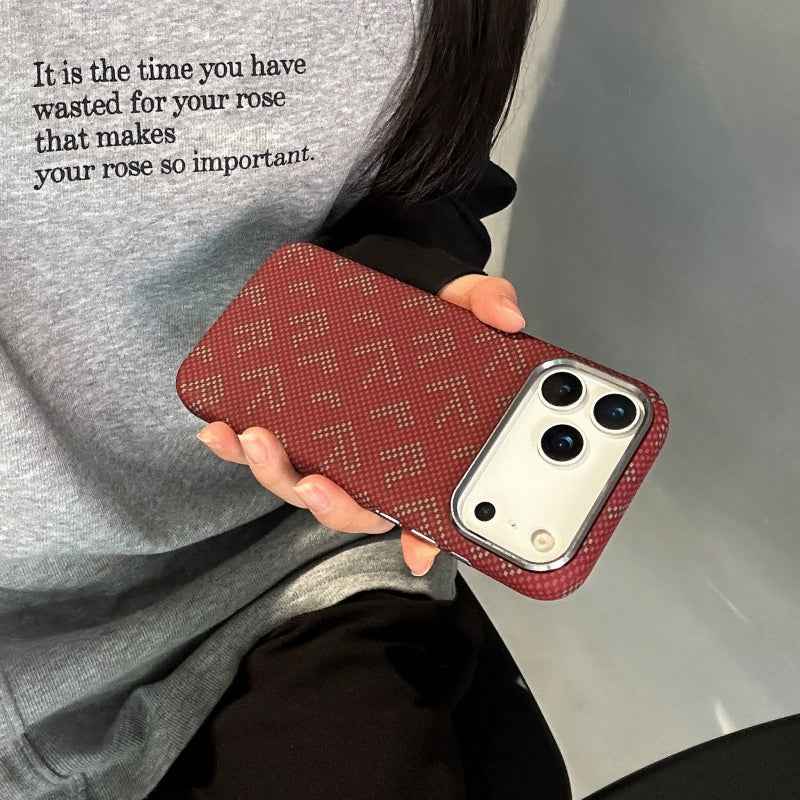 FD Carbon Fiber Textured Metal Camera Frame Shockproof Hard Magnetic Case for iPhone 17 Pro Max