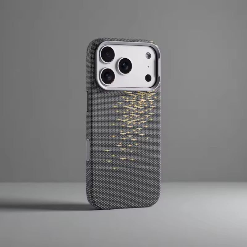 Lanex Luxury Carbon Fiber Pattern Magnetic With Metal Buttons Case for iPhone 17 Pro Max