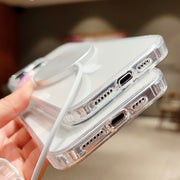 Clear TecHub MagSafe shockproof TPU wireless charging case for iPhone, showing the transparent design and precise cutouts.