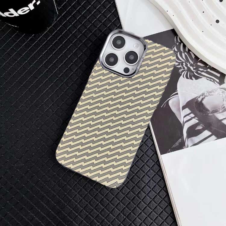 FreeAir MagSafe Carbon Fiber Design Case for iPhone 15 Pro Max - Beige Stripes