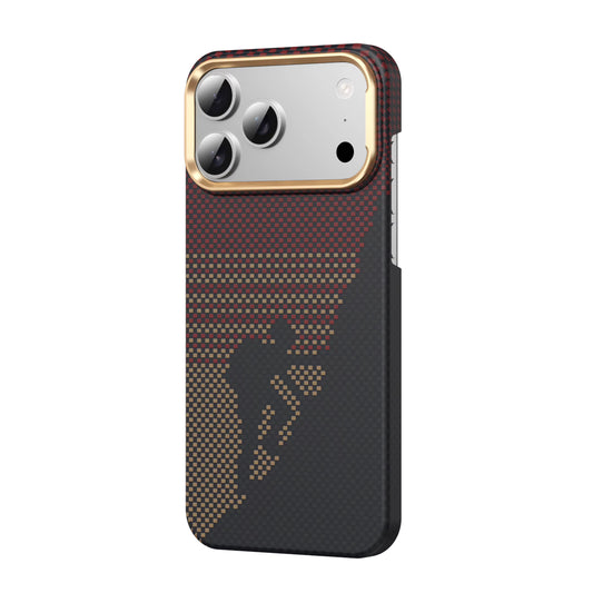 Lanex Ultra-slim MagSafe Premium Diamond Cut Carbon Fiber Case for iPhone 17 Pro Max - Red/Black