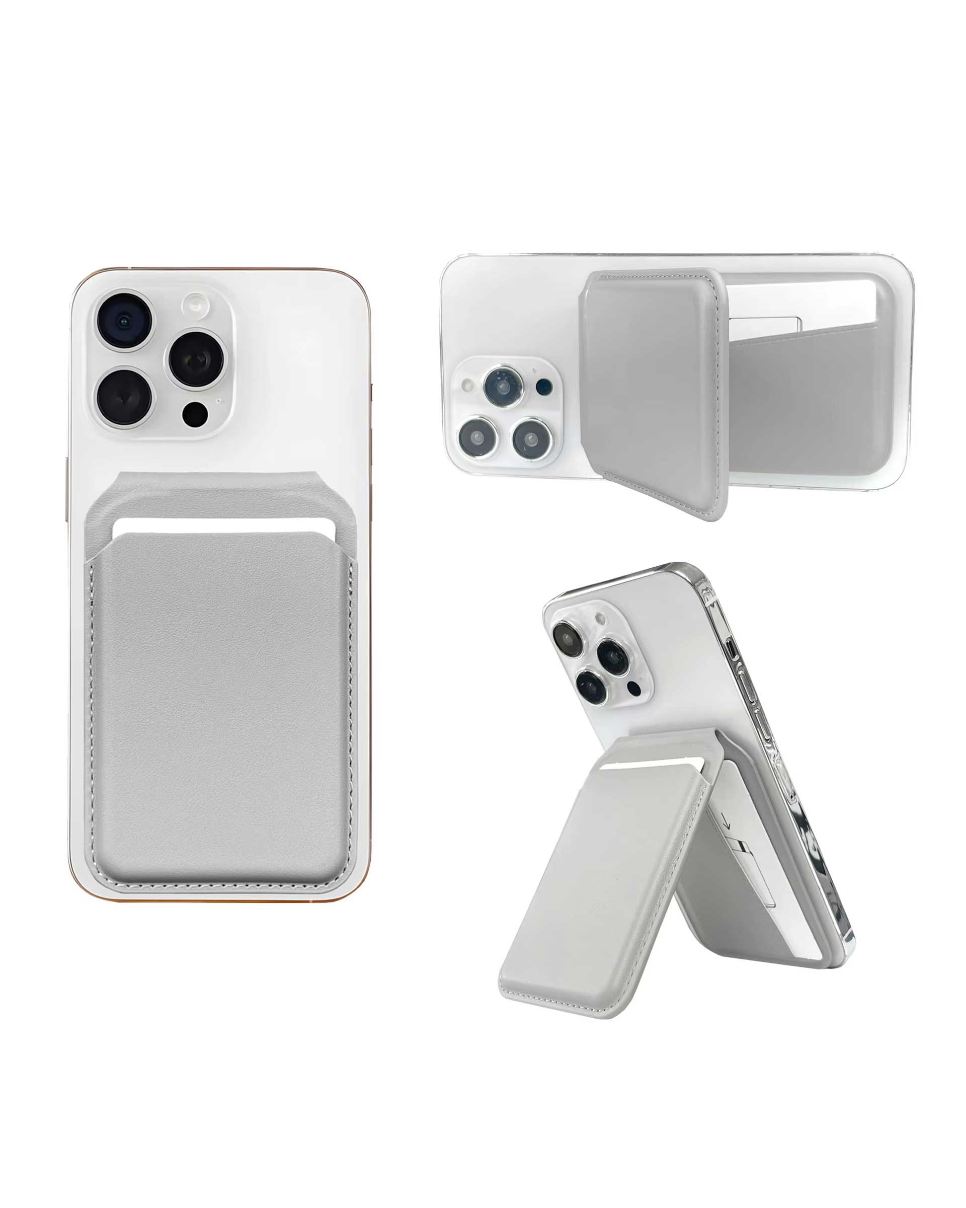 HDD Luxury PU Leather Stand Wallet with for MagSafe and Card Holder Back