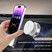 TecHub GOJI G2 magnetic phone holder in white with 360-degree rotation and strong magnetic grip on a car dashboard.