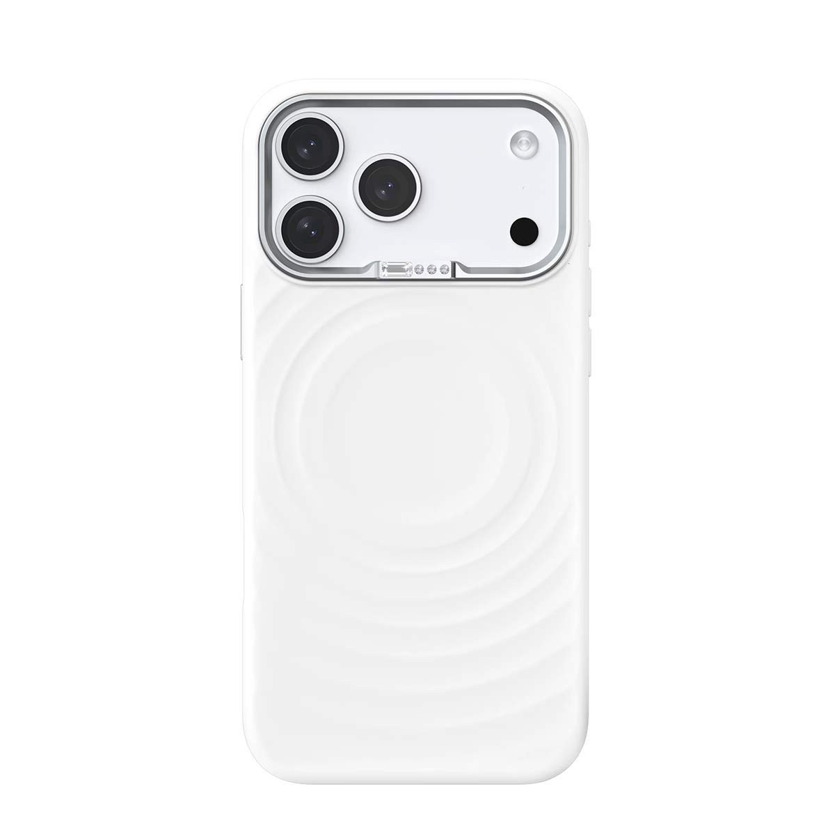 Face Design Lens Frame Inlaid with Diamond Liquid MagSafe Silicone Case for iPhone 17 Pro Max