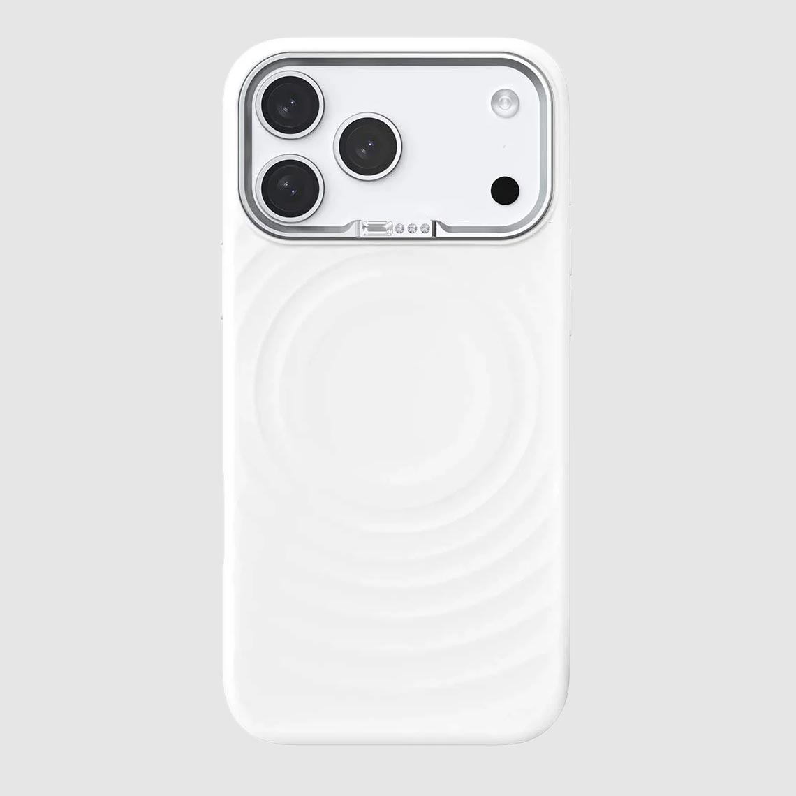 TecHub Face Design lens frame with diamond inlaid liquid MagSafe silicone case for iPhone 17 Pro Max, showing a sleek, decorative phone cover.