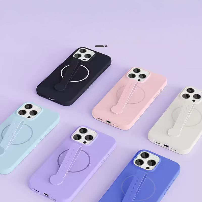 Invisible Magnetic Liquid Silicone Rotating Wristband Case for iPhone 13 Pro