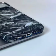 TecHub FreeAir MagSafe Waves Carbon iPhone 16 Pro Max case with premium design, featuring sleek black carbon pattern and precise cutouts.