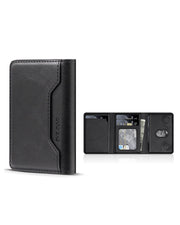 TecHub Triple Luxury Fold Leather MagSafe Wallet Card Holder in brown with sleek, foldable leather case for cards.