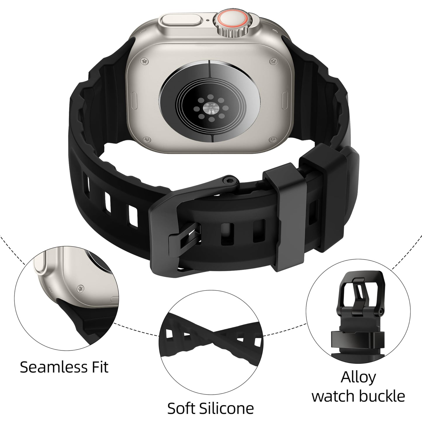 Sport Silicone Fashion Strap for Apple Watch 42/44/45/46/49 mm