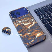 TecHub Snow Mountain Pattern MagSafe iPhone 17/18 Pro Max case with fiber-textured design and mountain imagery.