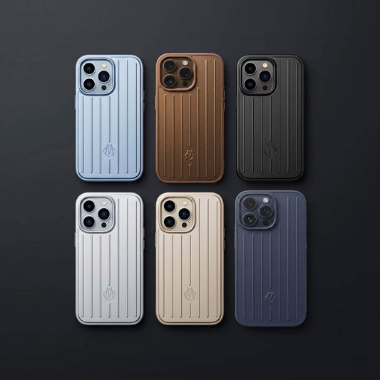 TecHub vertical striped iPhone 14 Pro case with full coverage, durable luggage style design, protective and stylish for your device.
