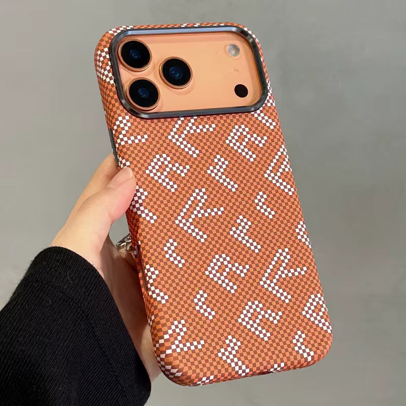 FD Carbon Fiber Textured Metal Camera Frame Shockproof Hard Magnetic Case for iPhone 17 Pro Max