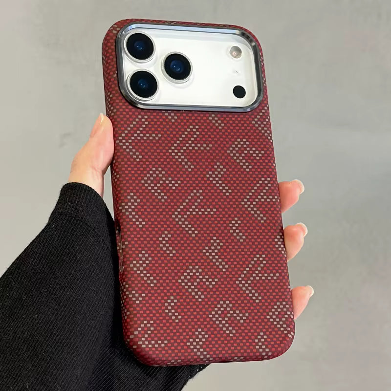 FD Carbon Fiber Textured Metal Camera Frame Shockproof Hard Magnetic Case for iPhone 17 Pro Max