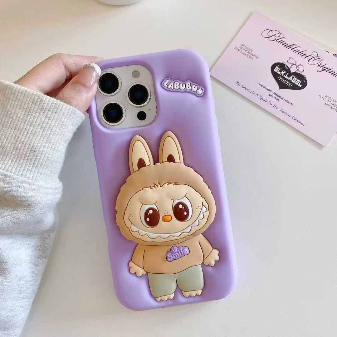 Labubu 3D Cartoon Silicone Case with Hand Stand for iPhone 12 Pro Max
