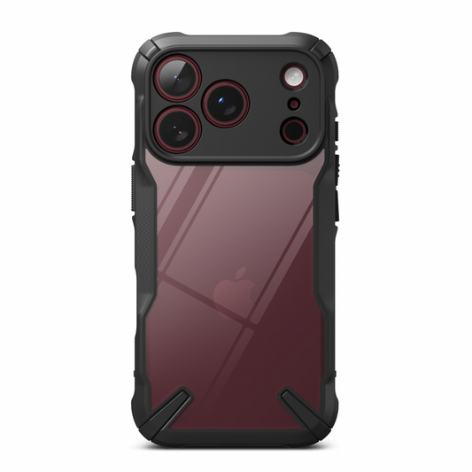 Black Ringke Fusion-X slim TPU case for iPhone 17/18 Pro, showing rugged protective design with textured surface.