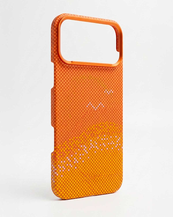 Lanex Diamond Cut Carbon Fiber Ultra-slim MagSafe Premium Case for iPhone 17 Pro Max - Orange/Yellow