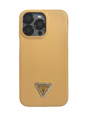 TecHub Guess leather back cover case in gold for smartphones, featuring a sleek, stylish design and precise cutouts.