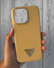 TecHub Guess leather back cover case in gold, featuring a sleek design and premium material for stylish phone protection.