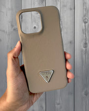 Grey Guess leather iPhone 15 case by TecHub with precise cutouts and smooth finish, designed to protect and style your smartphone.