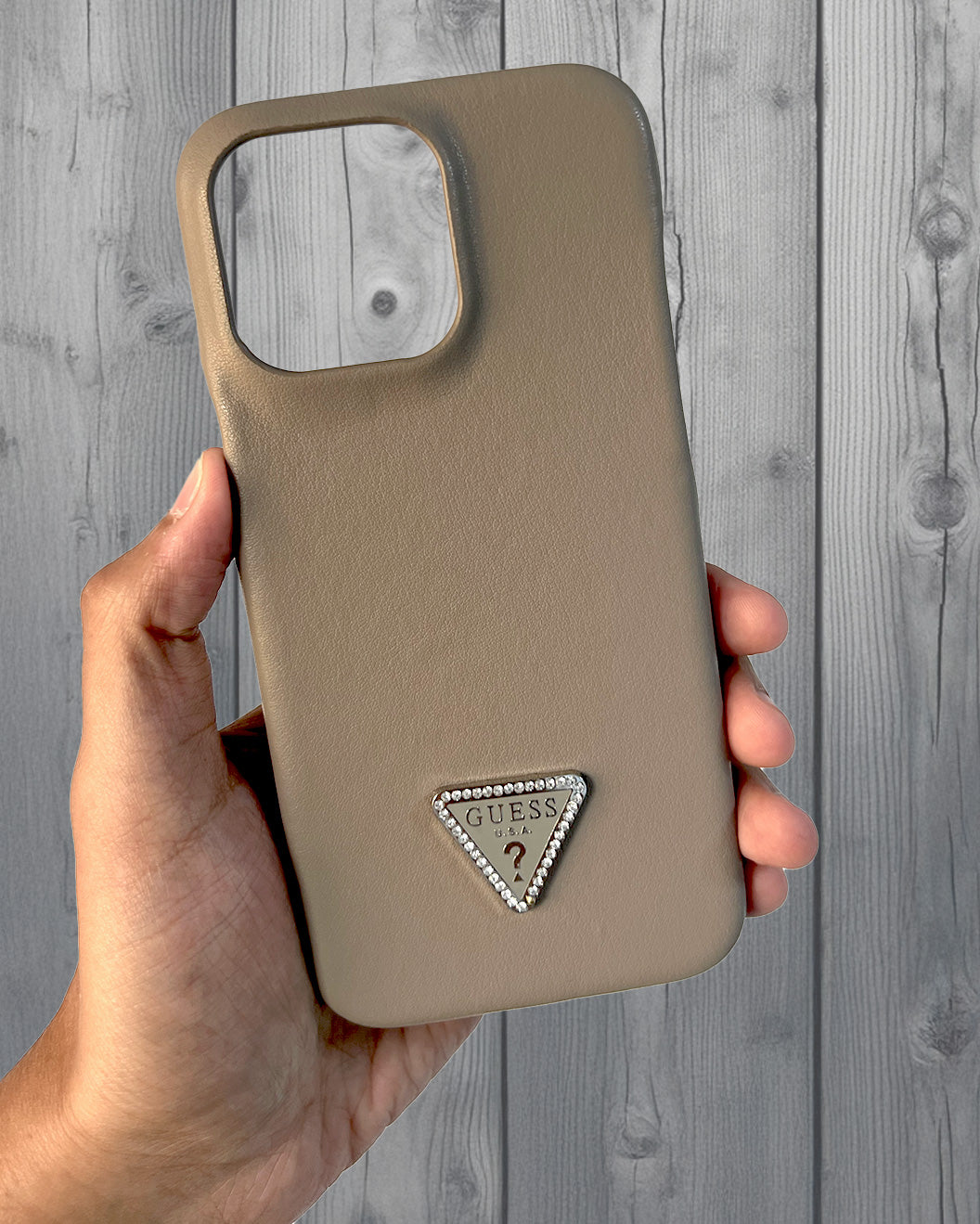 Guess Leather Back Cover Case for iPhone 15 Pro Max - Grey