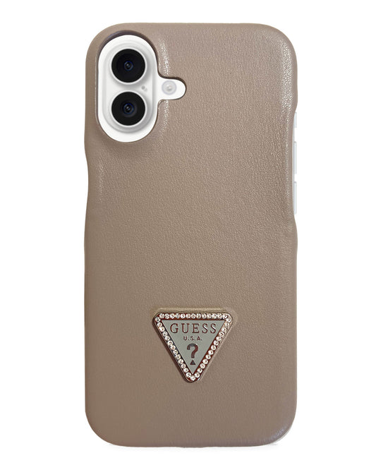 Guess Leather Back Cover Case for iPhone 16 - Grey