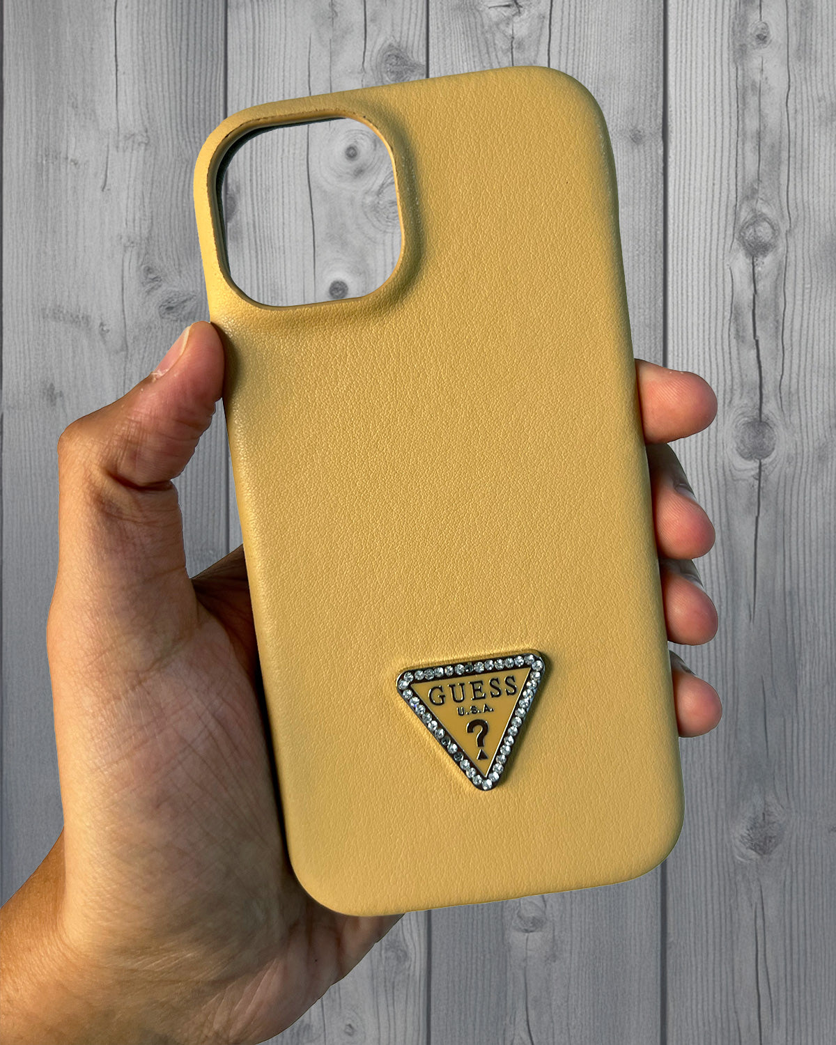 Guess Leather Back Cover Case for iPhone 15 - Gold