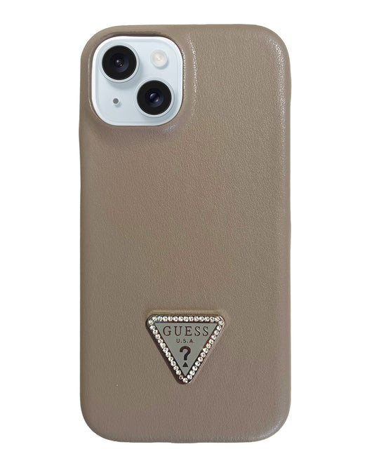 Guess Leather Back Cover Case for iPhone 15 - Grey