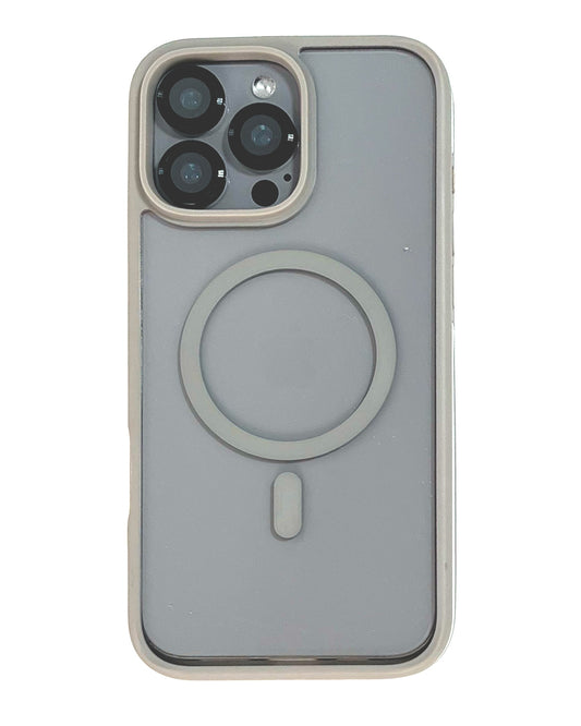 Grey Tadamall Premium Clear MagSafe case for iPhone 16 Pro Max by TecHub, showcasing the transparent design and secure MagSafe compatibility.