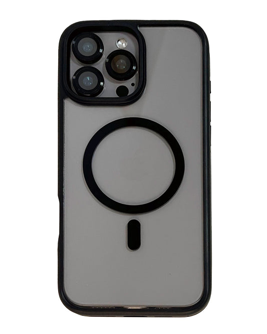 Black Tadamall Premium Clear MagSafe case for iPhone 16 Pro Max, showcasing a slim, transparent protective phone cover by TecHub.
